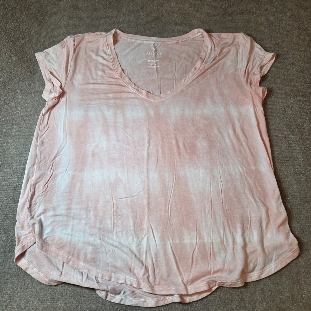 American Eagle Favorite M Pastel Pink Vneck Loose Fit Super Soft Viscose Stretch